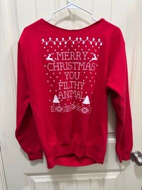 Women's Red Holiday Graphic Sweatshirt - 'Merry Christmas You Filthy Animal'